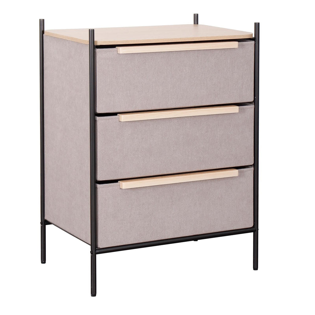 Fraser Country 3 Drawer Byra Dresser - Light Grey & Black