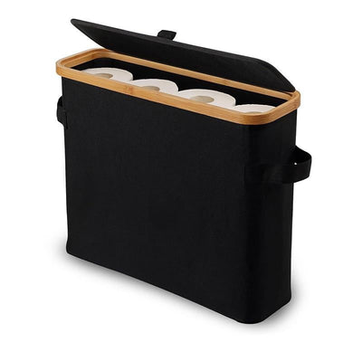 STORFEX Toilet Paper Storage Basket with Lid - Black