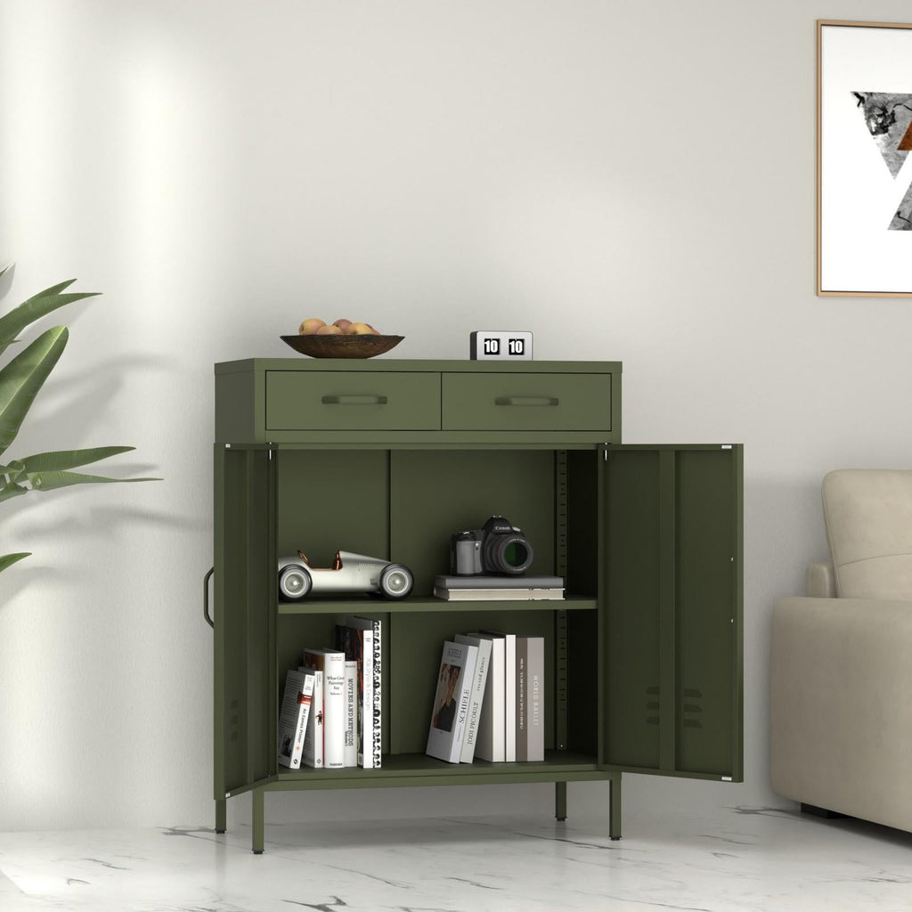 Fraser Country Milan Metal Cabinet With Drawers - Olive Green