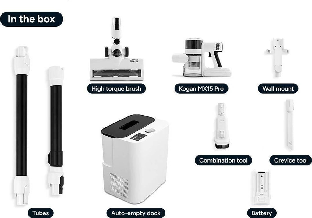 Kogan MX15 Pro Cordless Stick Vacuum Cleaner with Auto-Empty Dock