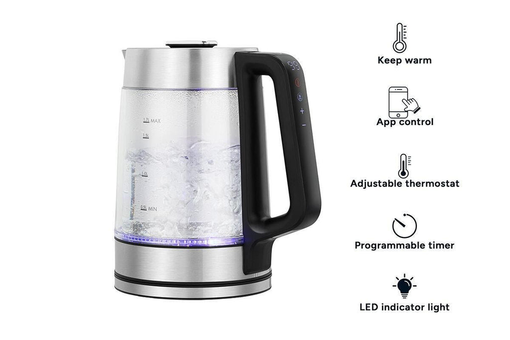 Kogan SmarterHome(TM) 1.7L Double Wall Glass Smart Kettle (Stainless Steel)