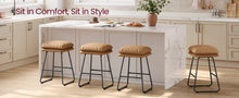 Load image into Gallery viewer, VASAGLE Set of 2 Bar Stools with Cushion and Sled Base - Caramel Brown