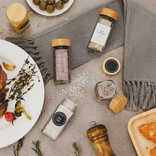 Load image into Gallery viewer, Glass &amp; Bamboo Spice Jars 120ml - 24 Piece Set