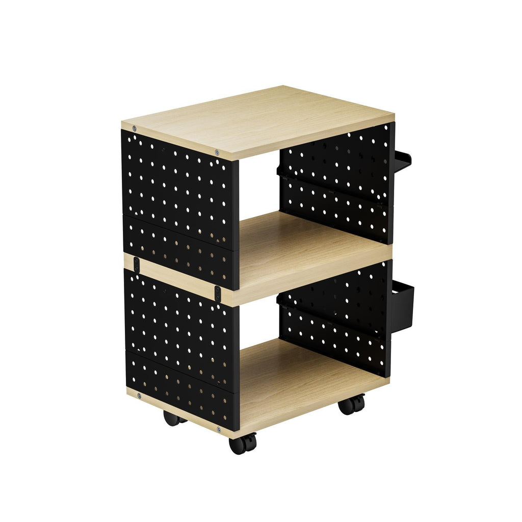 Gorilla Office - Storage Trolley With Pegboards & Accessories (Black - Wood)