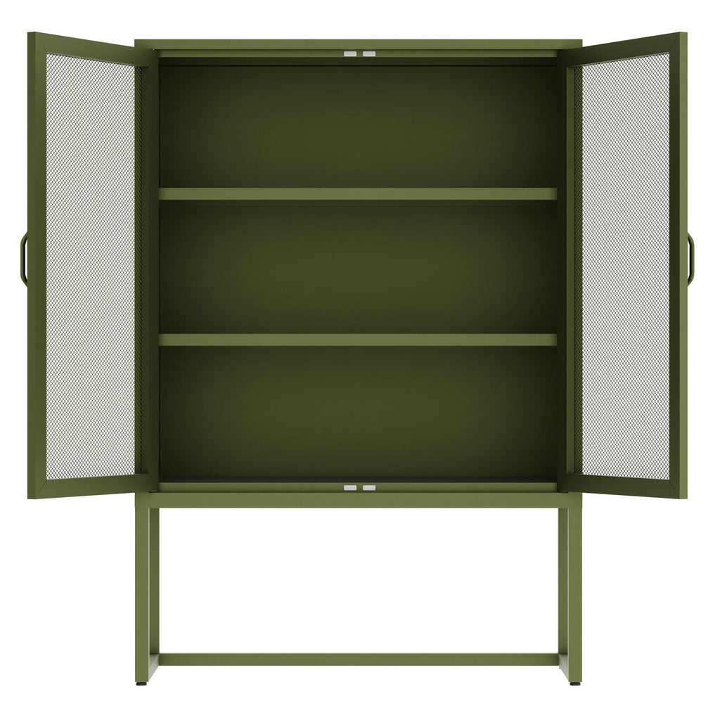 Fraser Country Milan Metal Cabinet Two Mesh Doors - Olive Green