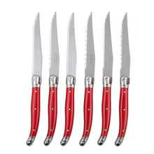 Load image into Gallery viewer, Andre Verdier Laguiole Debutant Steak Knife Set -Red (6pc)
