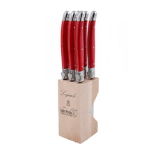 Load image into Gallery viewer, Andre Verdier Laguiole Debutant Steak Knife Set -Red (6pc)