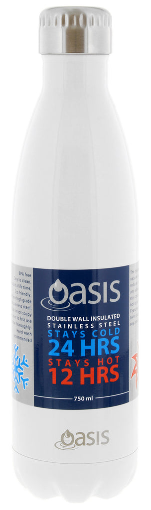 Oasis: Insulated Stainless Steel Drink Bottle - 750ml (White) - D.Line
