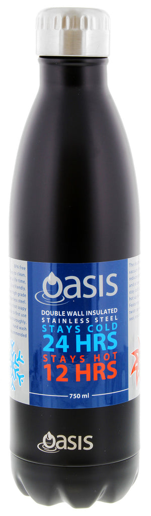 Oasis: Insulated Stainless Steel Drink Bottle - 750ml (Matte Black) - D.Line