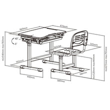 Load image into Gallery viewer, Brateck: Kids Height Adjustable Desk &amp; Chair Set- Pink