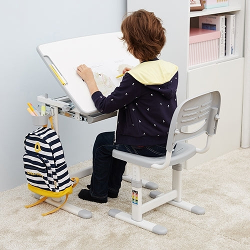 Brateck: Kids Height Adjustable Desk & Chair Set- Pink