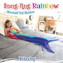 Load image into Gallery viewer, Snug-Rug Rainbow Mermaid Tail Blanket