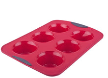 Load image into Gallery viewer, Silicone 6 Cup Jumbo Muffin Pan - Red - D.Line