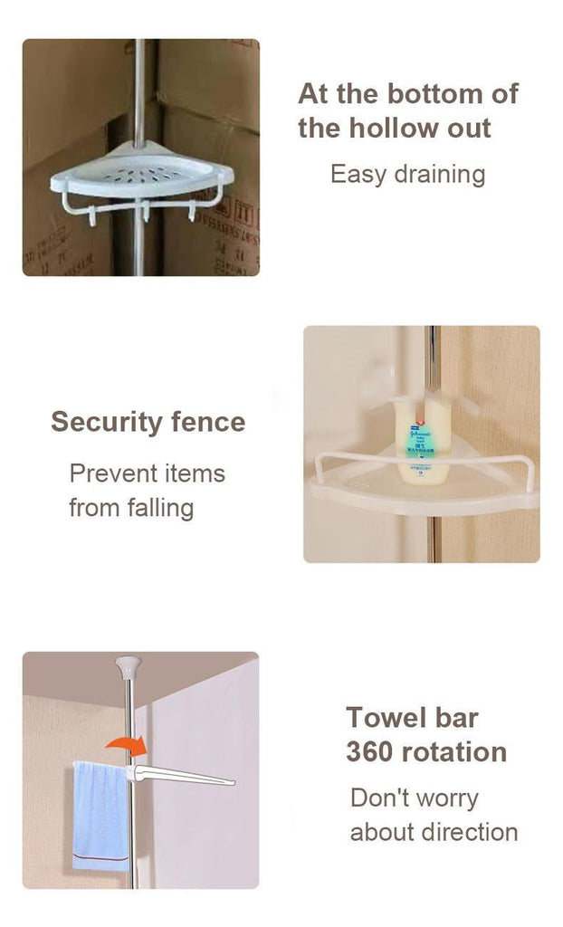 4-Tier Adjustable Telescopic Bathroom Corner Shelf
