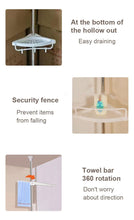 Load image into Gallery viewer, 4-Tier Adjustable Telescopic Bathroom Corner Shelf