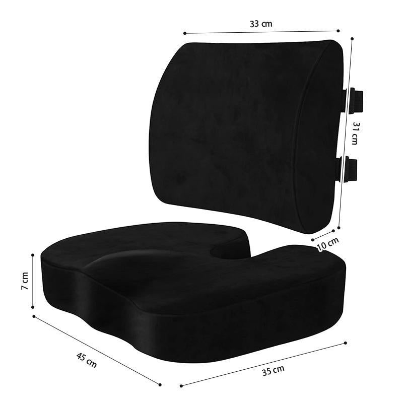 COMFEYA Memory Foam Seat Cushion and Lumbar Support Pillow - Black