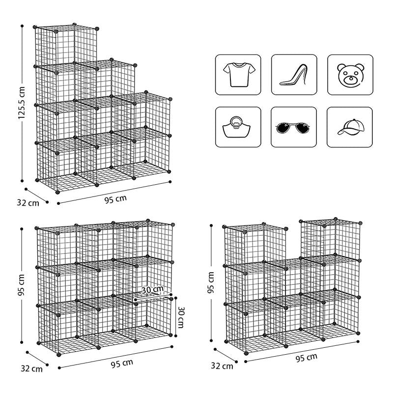 STORFEX 9-Cube DIY Metal Storage Shelf - Black