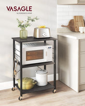 Load image into Gallery viewer, VASAGLE 3 Tier Metal Frame Kitchen Trolley - Ebony Black