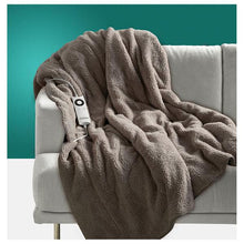 Load image into Gallery viewer, Sunbeam: Feel Perfect Cosy Sherpa Fleece Heated Throw Rug (Warm Grey)