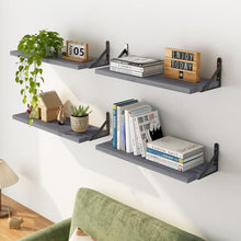 Load image into Gallery viewer, STORFEX Wooden Wall Mounted Floating Shelves - 4 Pack - Grey