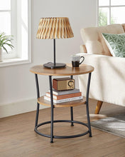 Load image into Gallery viewer, VASAGLE Round End Table with 2 Shelves - Rustic Walnut