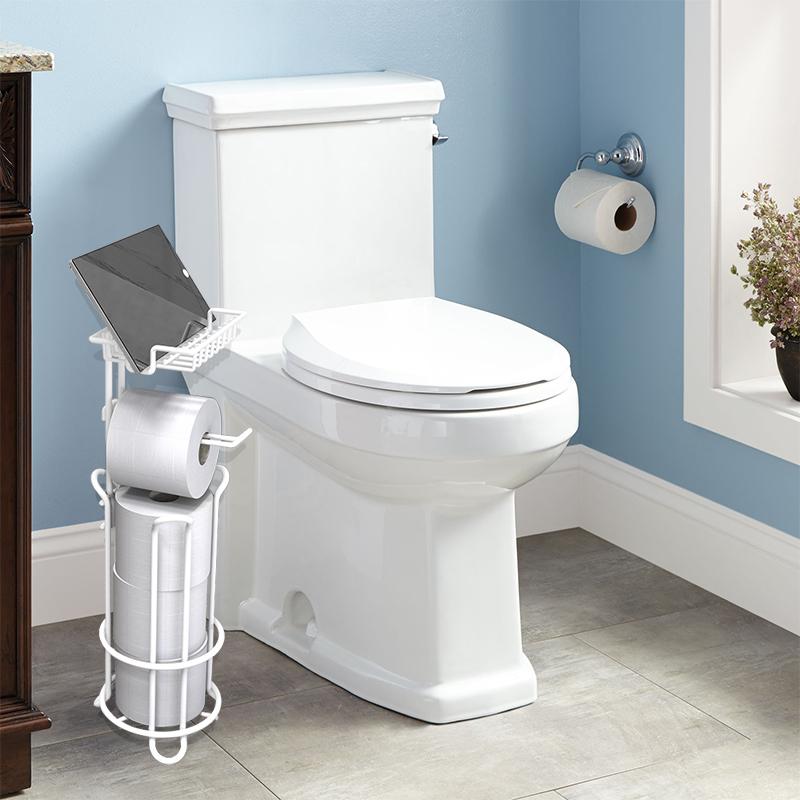 STORFEX Bathroom Toilet Tissue Roll Storage with Phone Holder - White