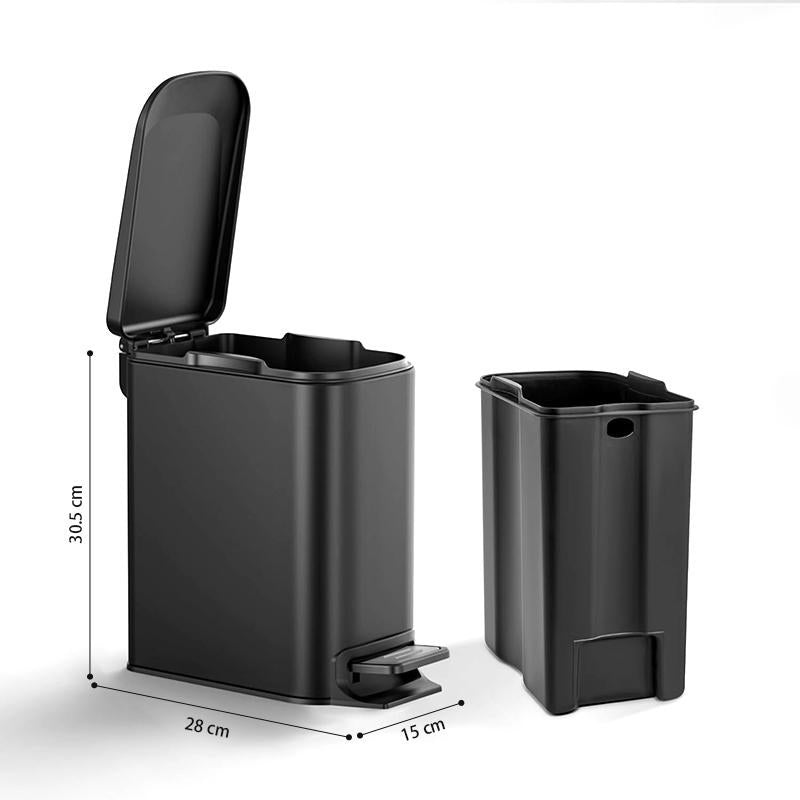 STORFEX Stainless Steel Rubbish Bin - Black (6L)