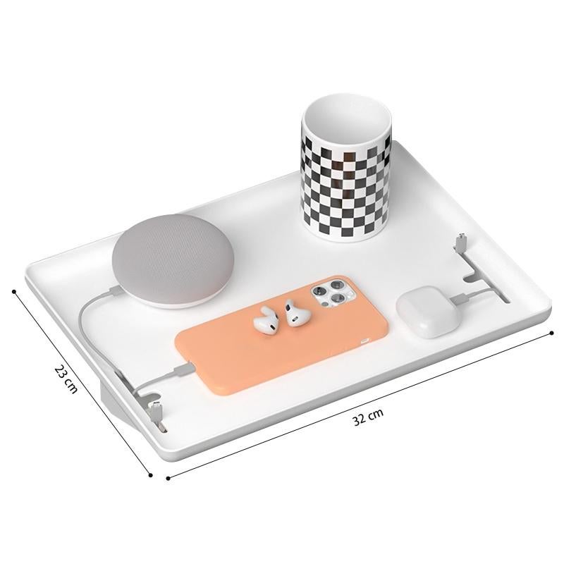 STORFEX 2 Pack Bed Side Table Tray Organizer - White