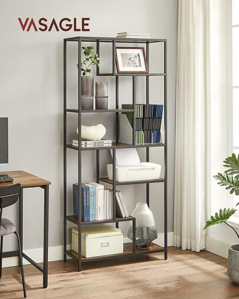 VASAGLE 6-Tier Bookshelf - Rustic Brown