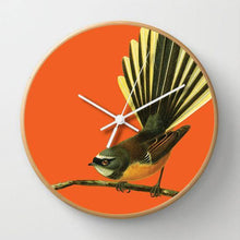 Load image into Gallery viewer, 100% NZ: Bright Fantail Wooden Frame Clock