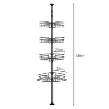 Load image into Gallery viewer, STORFEX Rust-Resistant Corner Shower Caddy with Towel Bar and Hooks - Black