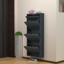 Load image into Gallery viewer, Fraser Country Milan Metal 3 Tier Shoe Cabinet With Storage Slot- Dark Grey