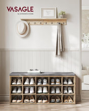 Load image into Gallery viewer, VASAGLE Shoe Storage Bench with 15 Compartments - Oak/Grey