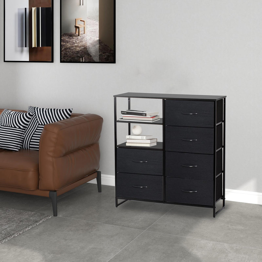 Ovela 6 Drawer Storage Chest With Shelf - Nordic Black