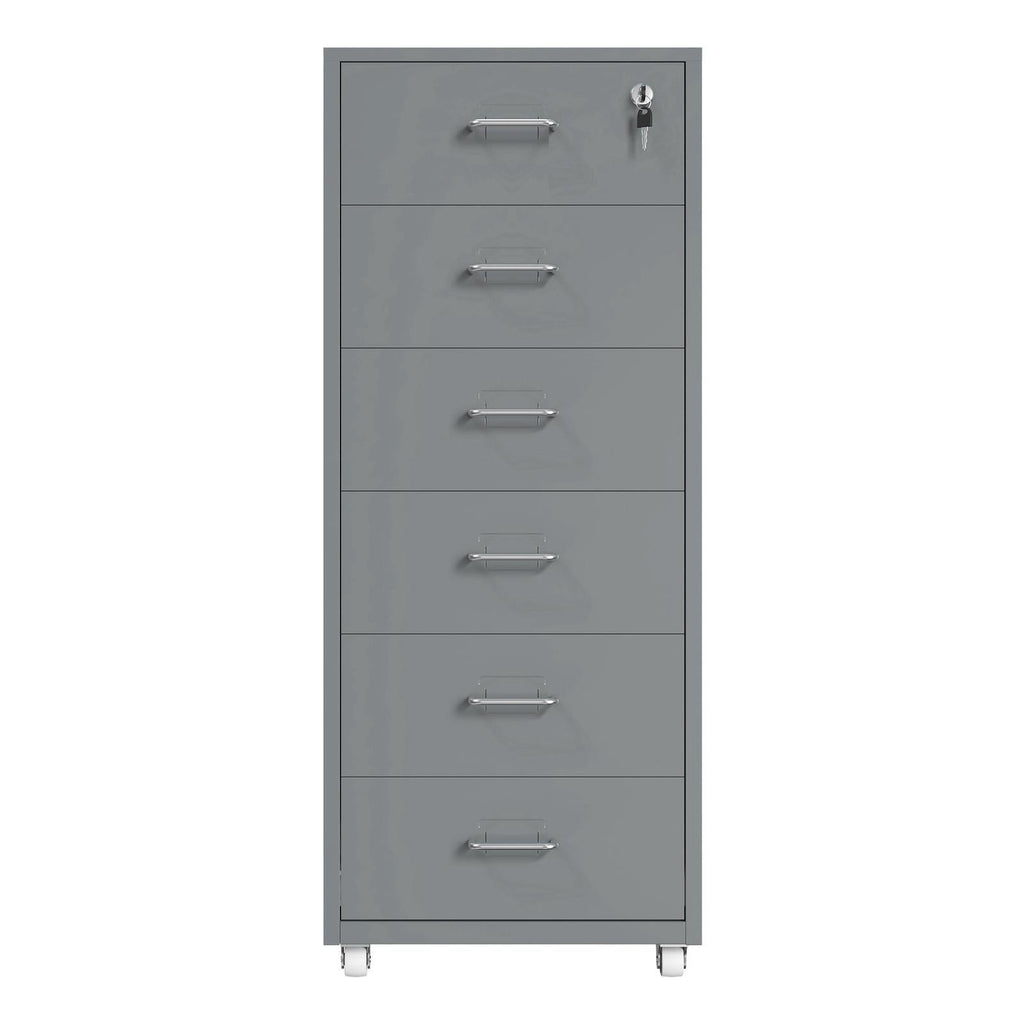 Gorilla Office - Mobile Metal 6 Drawer Cabinet -Grey