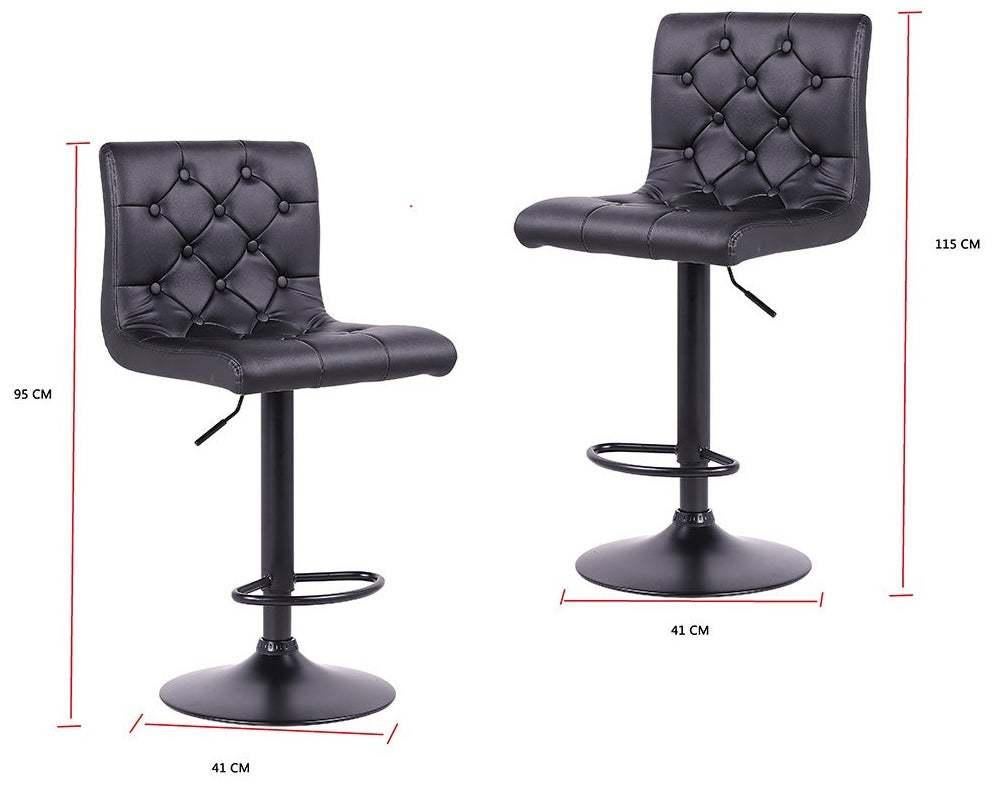 Fraser Country Adjustable Finest Black PU Leatherette Button Bar Stool (2/Pack)
