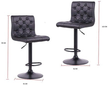 Load image into Gallery viewer, Fraser Country Adjustable Finest Black PU Leatherette Button Bar Stool (2/Pack)