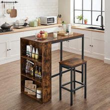 Load image into Gallery viewer, Vasagle : Bar Table With Storage Shelf - Rustic Brown