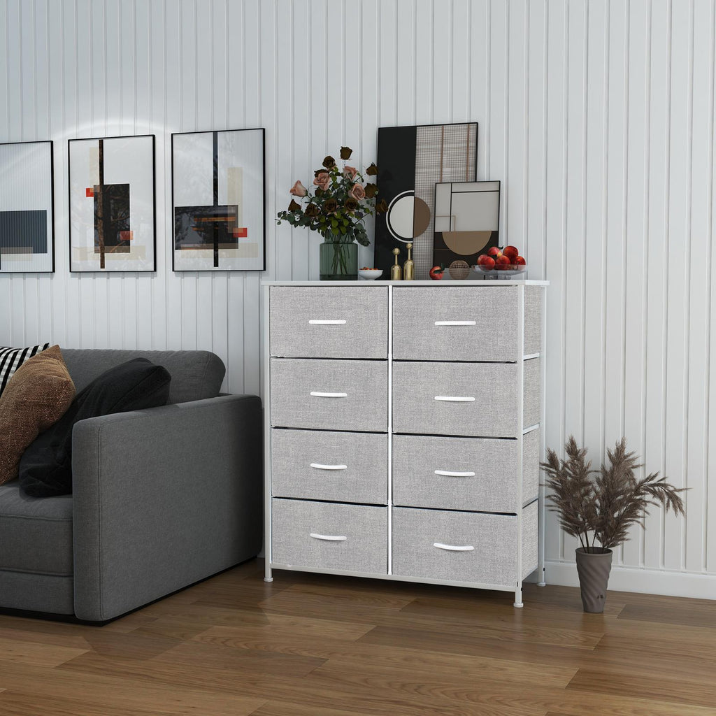 Ovela: 8 Drawer Storage Chest - Light Grey & White
