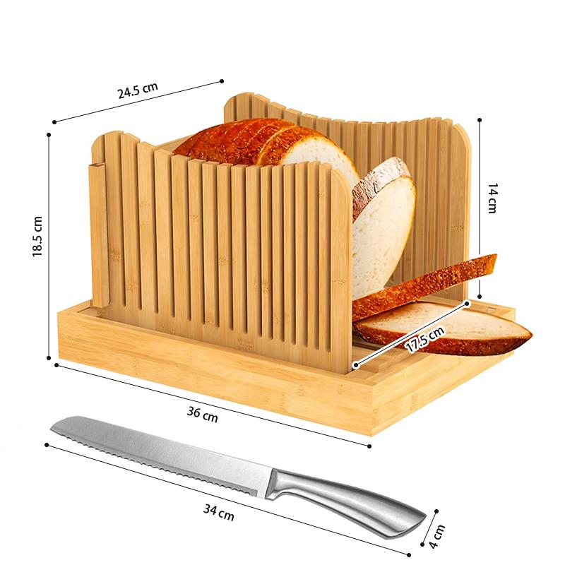 OZZYCOOK Bamboo Bread Slicer with Serrated Knife