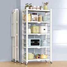 Load image into Gallery viewer, Foldable 5-Tier Heavy Duty Shelving Unit with Wheels - White