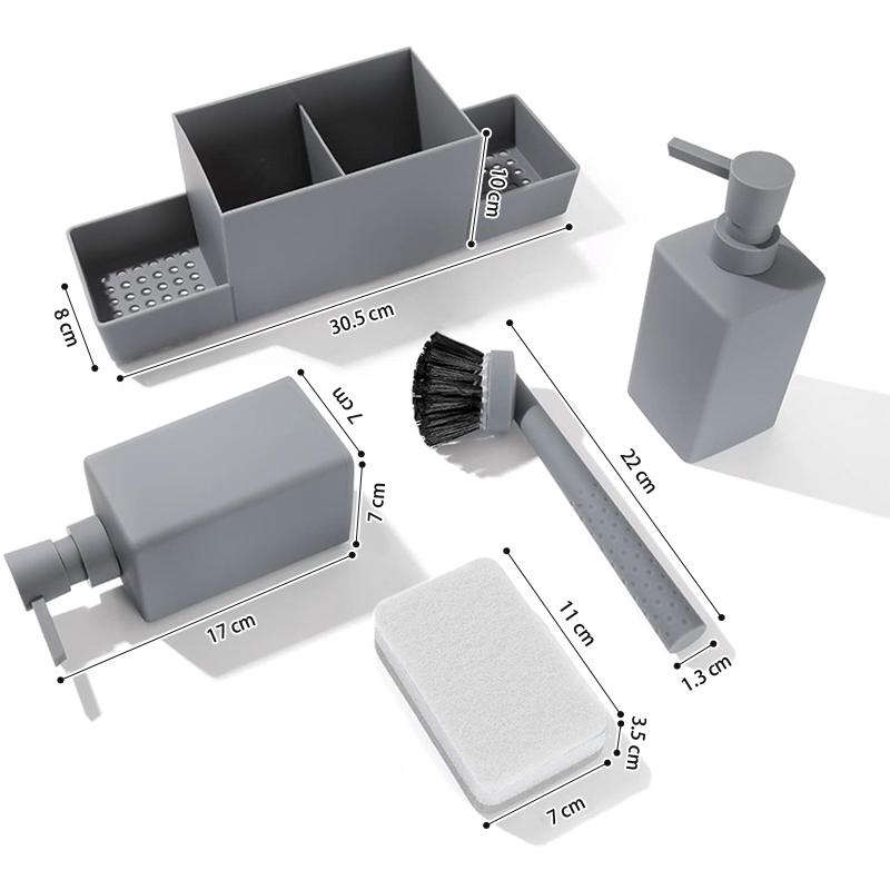 STORFEX Kitchen Soap Dispenser with Sponge Holder - Grey