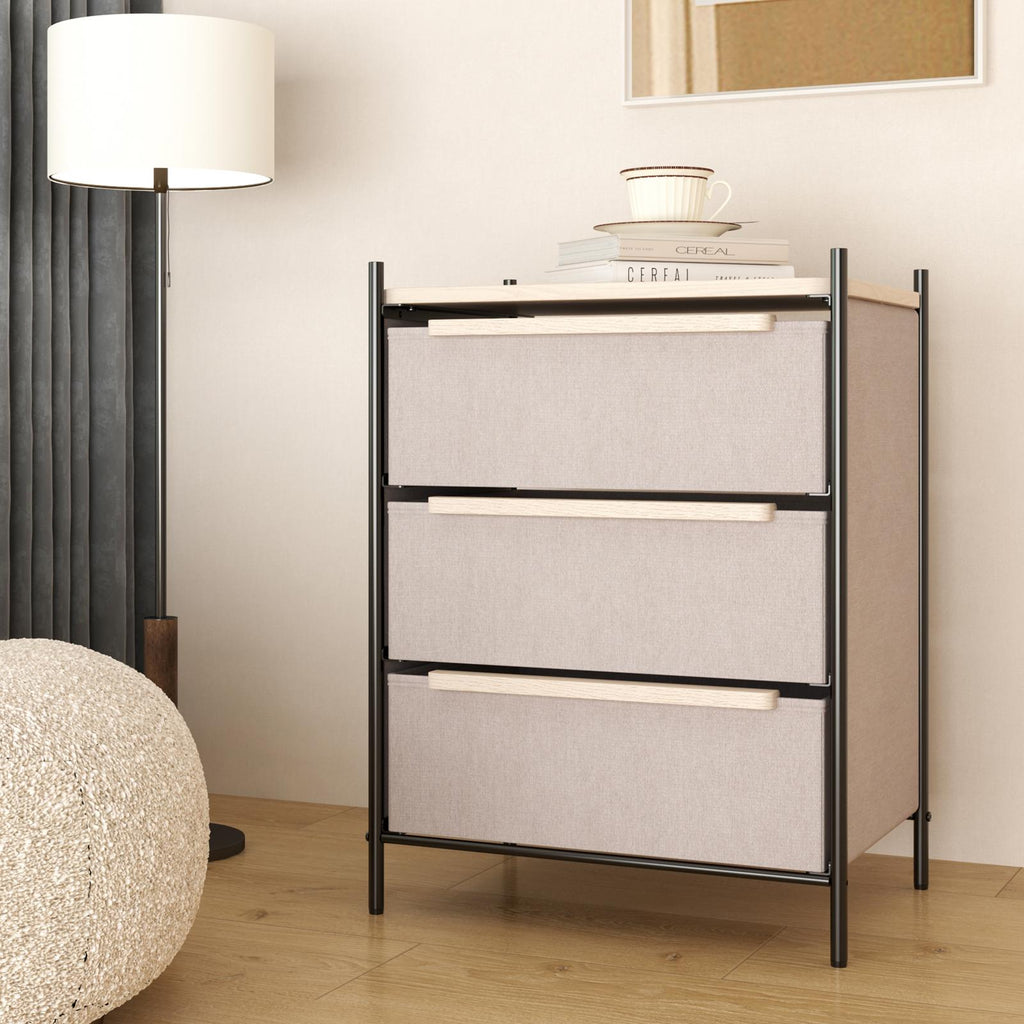 Fraser Country 3 Drawer Byra Dresser - Light Grey & Black