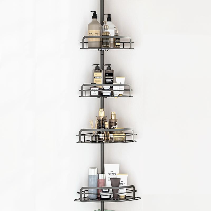 STORFEX 4 Tier Adjustable Shower Corner Shelves - Black