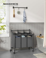 Load image into Gallery viewer, SONGMICS Rolling Laundry Sorter Cart with 3 Removable Bags - Grey