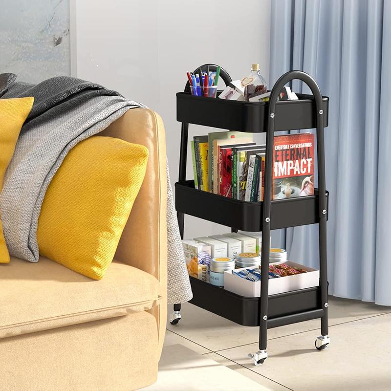 STORFEX 3-Tier Multi-Purpose Rolling Cart - Black