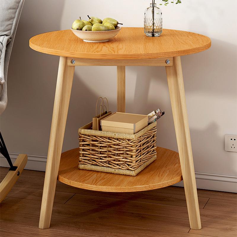 STORFEX Small Round End Table with Lower Shelf