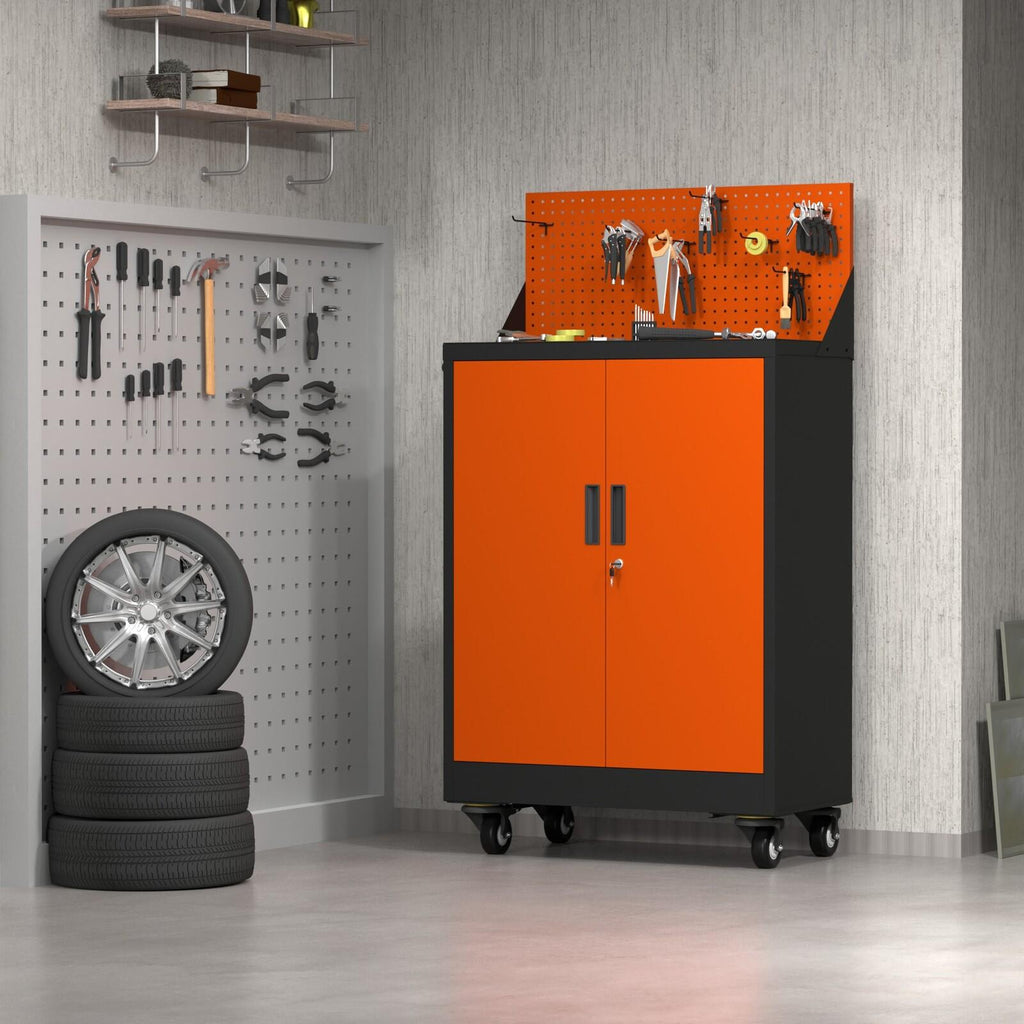 Fraser Country Milan Steel Tool Cart Cabinet - Orange & Black