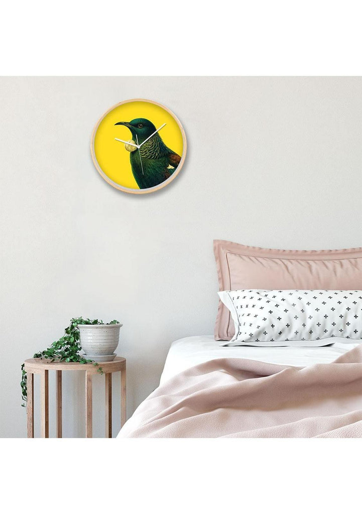 100% NZ: Bright Tui Wooden Frame Clock