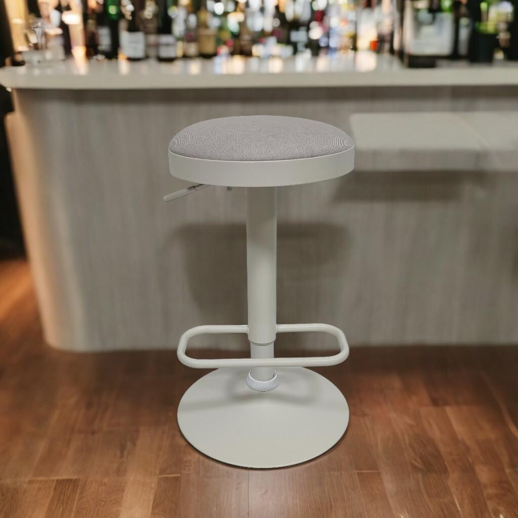 Fraser Country Set of 2 Adjustable Swivel Fabric Round Bar Stool - White/Cream